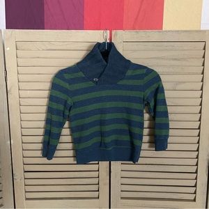 Cherokee Boys 4T Green, Blue Striped Sweater w/ Button-up Turtleneck